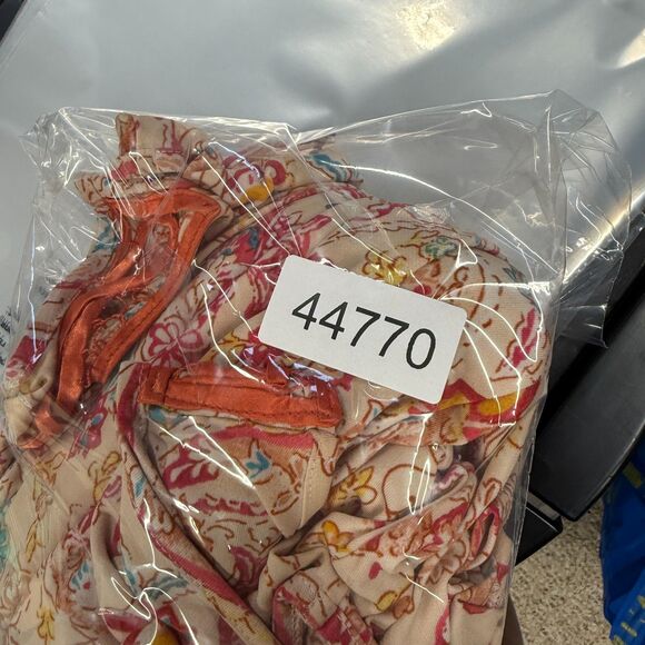 World Unity Dress Women L Large Beige Paisley Sheath Midi V-Neck Sleeveless - Picture 7 of 7